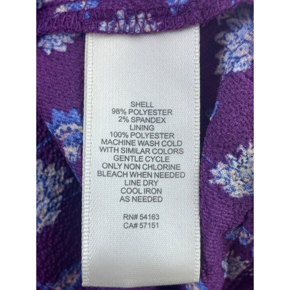 Eliza J Purple Floral Ruffle Hem Long Sleeve Dress With Back Zip Closure Size 6 - Picture 8 of 9